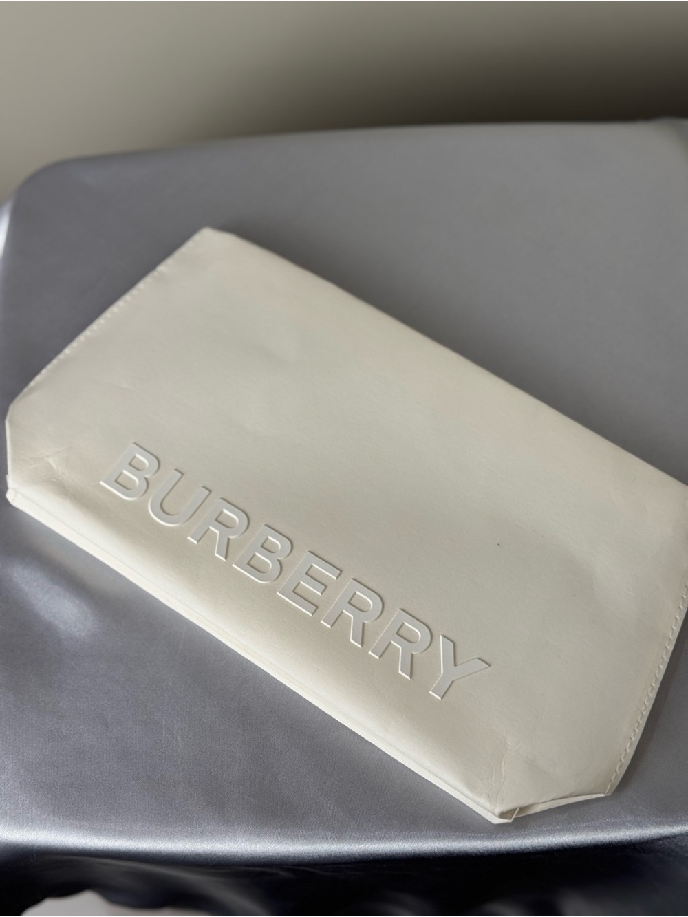 Burberry Cream Paper Canvas Zip Pouch with Subtle Logo